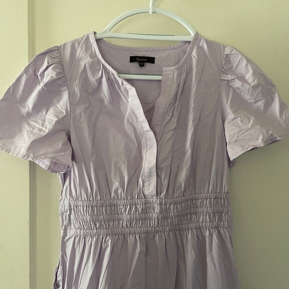 Quince 100% Organic Cotton Poplin Tiered Lilac Dress XS stretch - Picture 3 of 16